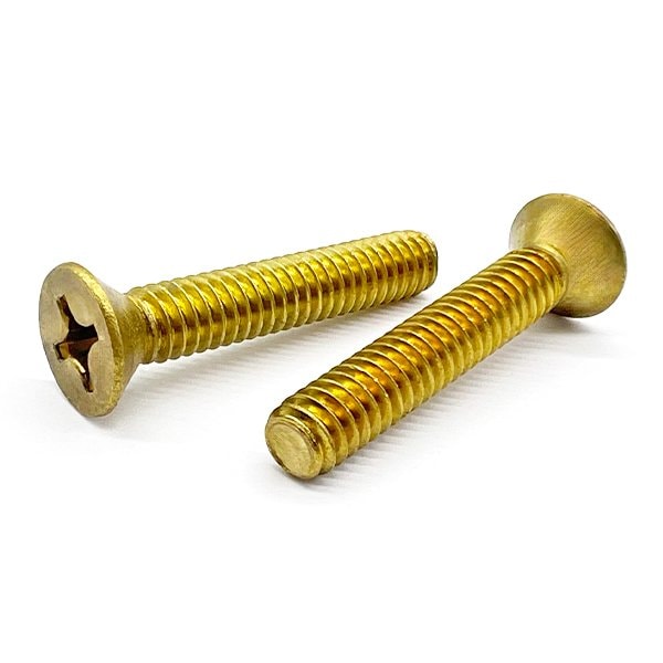 Boltsandnuts.Com #6-32 x 1/4 in Phillips Flat Machine Screw, Plain Brass, 100 PK 6C25PFHMSB-100 - main
